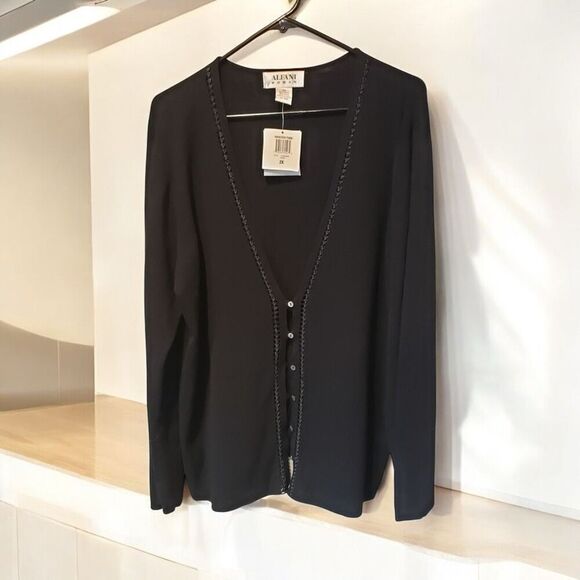 Alfani women Beautiful Knit, True Black Button Down Cardigan. NWT SIZE 2x - Picture 1 of 4